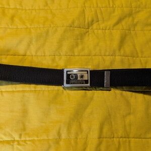 Black Belt with Silver Novelty Tape Cassette Buckle